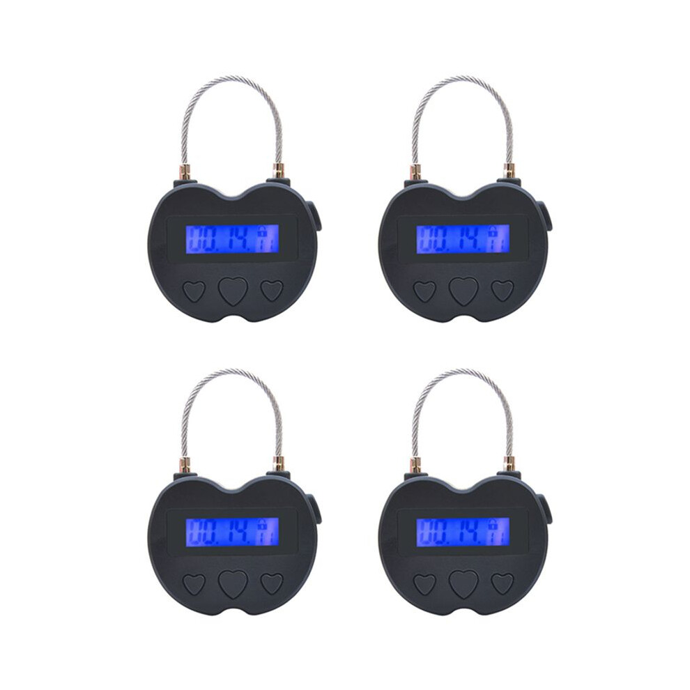 4X Lock Lcd Display Lock Usb Rechargeable Temporary Timer Padlock Travel Electronic Timer Black 4712088450436
