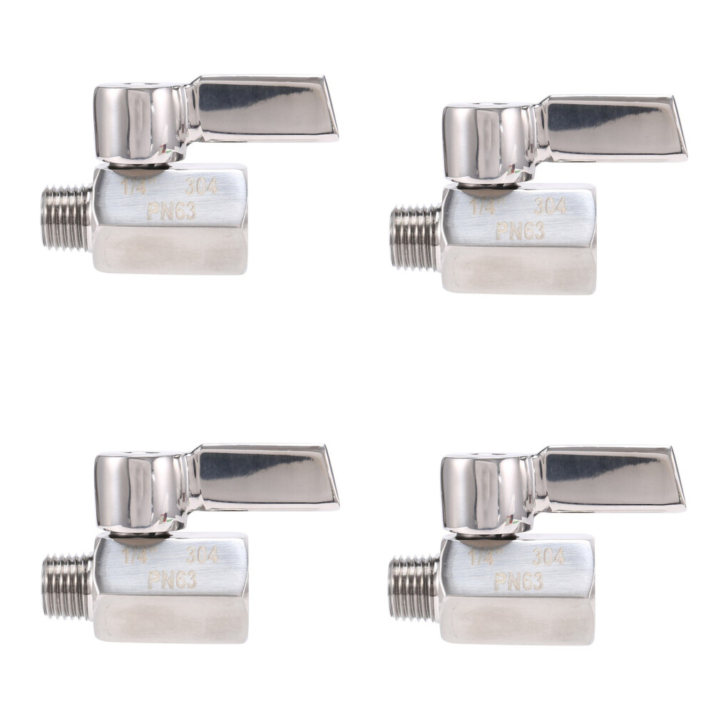 4X 1/4Inch 304 Stainless Steel Valve,Female Npt X Male Npt Thread, Shut-Off Valve 6032999295222