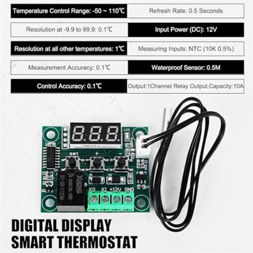 W1209  12 V LED Digital Thermostat Temperature Controller,-50-110C Temp Control  Module Board with Sensor Probe 2