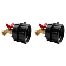 2X IBC Tote Fitting, 275-330 Gallonen IBC Tote Tank Adapter Feingewinde Tote Ventil, Bleifreies Messingschlauch Wasserhahn Ventilwerkzeug