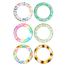 6 Piezas de Anillo Tórico de Silicona con Cuentas, Bucle de Silicona Redondo de 65 mm con Colgante de Silicona con Marco de 2 Orificios para Llavero