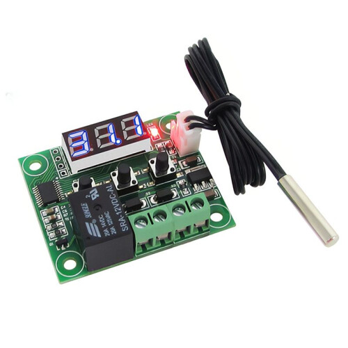 2Pcs W1209 Temperature Controller Module with Case LED Display Digital Thermostat Module with Waterproof NTC Probe 1
