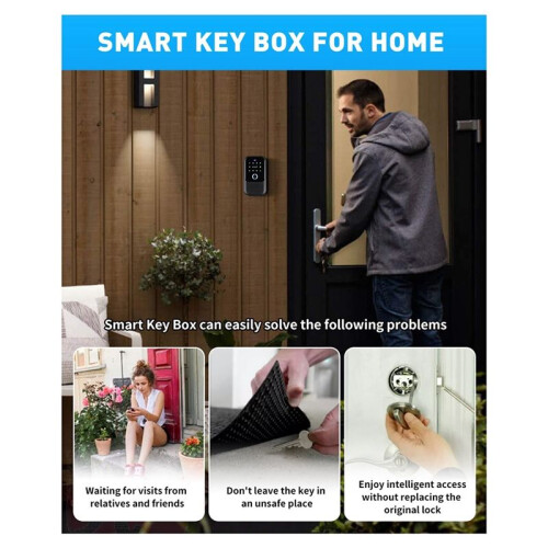 Waterproof Cover Safe Tuya Code Fingerprint  Wifi  Key Box App Remote Wall Mount Combination Door Lock Box 1