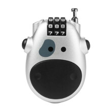 Telescopic Coded Lock Cartoon Cow Lock with Retractable Steel Cable Steel Cable Password Lock Accessory
