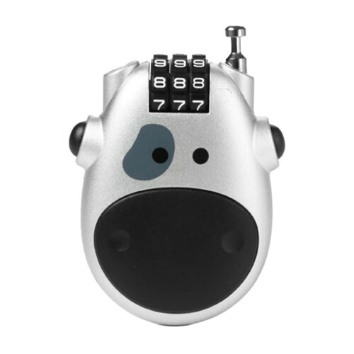 Telescopic Coded Lock Cartoon Cow Lock with Retractable Steel Cable Steel Cable Password Lock Accessory