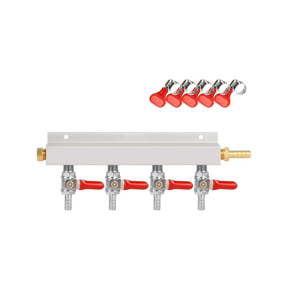 4-Way Gas Manifold 5/16Inch Barbed Integrated Check Valve Co2 Distributor 4-Way Co2 Manifold Gas Distributor 4711809333195
