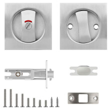 Pocket Door Lock with Indicator Light, Silver Privacy Square Pocket , Barn Door Lock Pocket Door Hardware