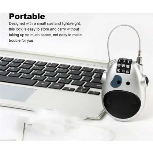 Telescopic Coded Lock Cartoon Cow Lock with Retractable Steel Cable Steel Cable Password Lock Accessory 1