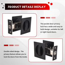 Pocket Door Lock, Matt Svart Contemporary Privacy Square Pocket Door Hardware, Svart Sliding Pocket Door Lock