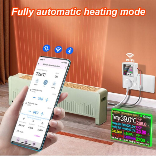 Tuya Wifi Thermostat Socket 16A AC220V Digital Temperature Controller Socket Outlet Timer  Sensor EU Plug