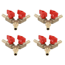 4Pcs 3 Way Shut Off Valve / Valve Clamp Fitting Hose Barb Fuel Gas 8mm Brass Y Type Valve for Garden Tool