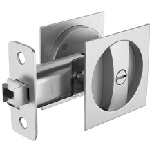 Bed/Bath Pocket Door Lock, Satin Nickel Contemporary Privacy Square Pocket Door Hardware, Sliding Pocket Door