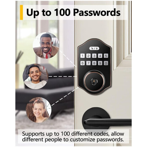 Keyless Entry Door Lock, Electronic Deadbolt with Keypad, Auto Front Door Lock, 100 Users Codes with Anti-Peeking 2