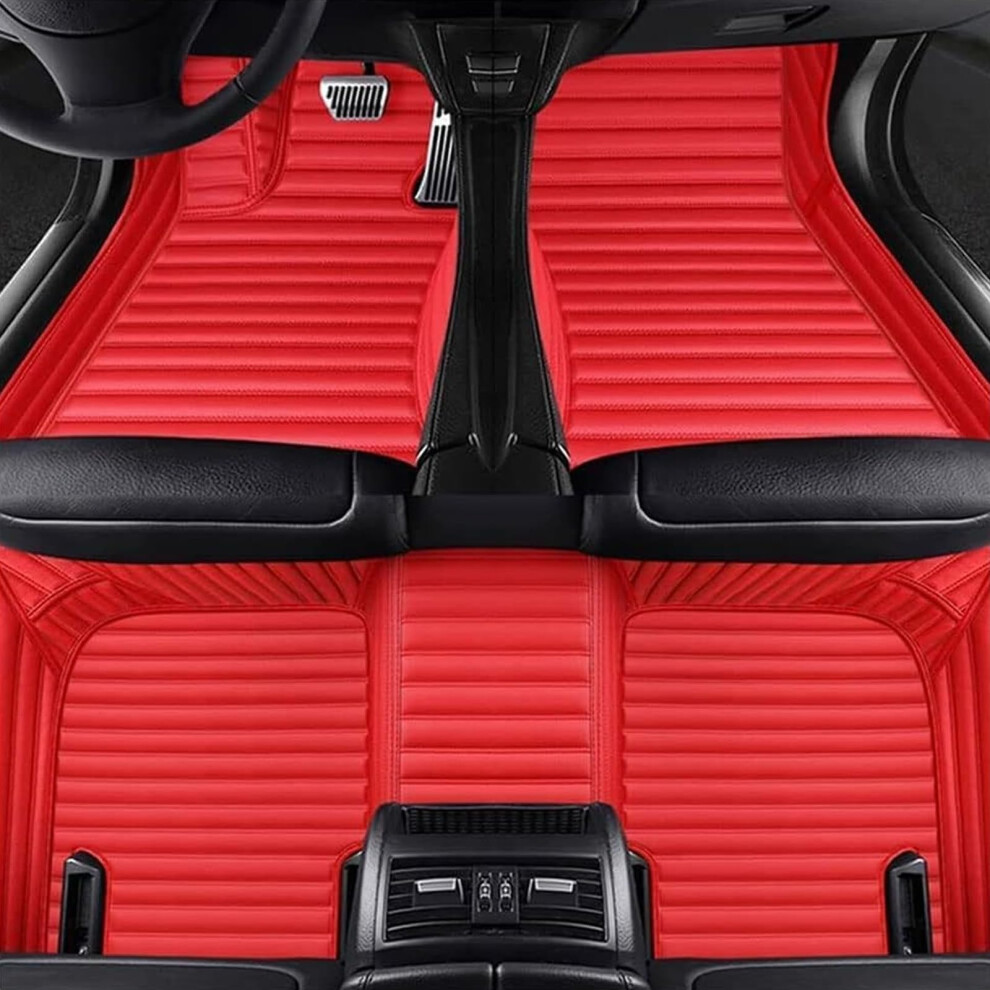 Custom Leather Car Floor Mats For Ford Fiesta Mk7 20092012, Full Coverage Waterproof Nonslip Liners Red 9169991107080
