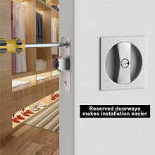 Serrure de Porte Escamotable pour Lit/Salle de Bain, Quincaillerie de Porte Escamotable Contemporaine en Nickel Satiné, Loquet de Porte Escamotable