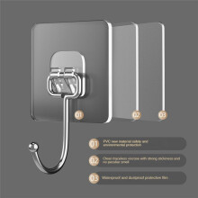 Adhesive Hooks for Hanging Heavy Duty Wall Hooks Towel Hook, Waterproof Transparent Hooks for Bathroom Shower Kitchen