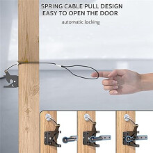 2PCS Door with Spring Puller, Fence Door Lock, Fence Lock Small Lock with Rope, Suitable for Fence Gates