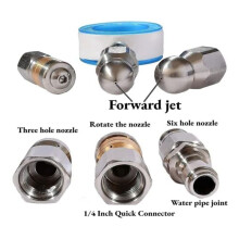 3Pcs Buse de Jet D'éGout Bouton Rotatif Nez Buse D'éGout Fixe en Acier Inoxydable pour Nettoyeur Haute Pression 1/4 Pouce