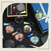 50 Ensembles de Porte-CléS Cadre Photo en Acrylique avec Glands, Porte-CléS Photo à Insertion PersonnaliséE à Clipser, Porte-CléS Photo Vierge