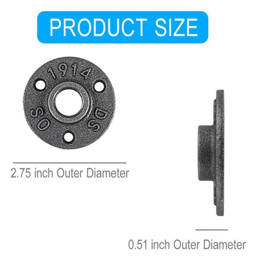 Flange de Tubo de Ferro Fundido Maleável de 3/4 Polegadas, Bicos de Tubo Rosqueado de Tubo Preto de 3/4 Polegadas, 16 Peças 2
