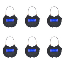 6X Lock LCD Display Lock USB Rechargeable Temporary Timer Padlock Travel Electronic Timer Black