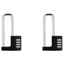 2X Combinatiehangslot voor Buiten, Waterdicht Heavy-Duty Hangslot met Code, Multifunctioneel Verstelbaar Lang Hangslot - Zwart
