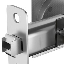 2X Bed/Bath Pocket Door Lock, Satin Nickel Contemporary Privacy Square Pocket Door Hardware, Sliding Pocket Door