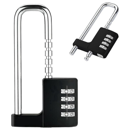 2X Combination Padlock Outdoor, Waterproof Heavy Duty Padlock with Code, Multifunctional Adjustable Long Padlock- Black 1