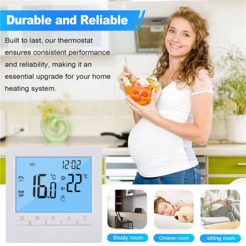 Programmable Digital Thermostat 3A Weekly Room Temperature Controller for Efficient Home Heating White Backlight 2