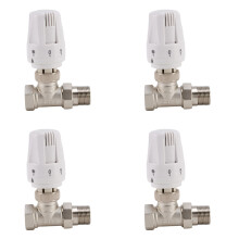 4pcs 3/4Inch Brass Thermostatic Radiator Valve Straight Type DN20 Automatic Temperature Control Valve Floor Heating