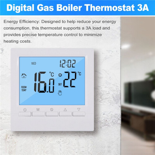 Programmable Digital Thermostat 3A Weekly Room Temperature Controller for Efficient Home Heating White Backlight 1