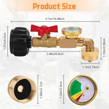 Adaptador de Codo para Recarga de Propano de 3 Piezas con Medidor de Tanque, Adaptador de Tanque de Propano para Tanque de 1 Lb, Medidor de Gas