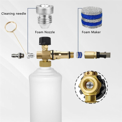 1.1mm Foam Cannon Orifice Nozzle and Foam Maker,Replacement Thread Nozzle Tips and Mesh Filter for Snow Foam 1