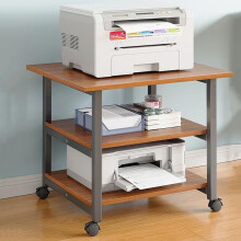 2Tier Rolling Printer Stand with Storage Shelves, Black Steel Frame Mobile Printer Cart for Home Office