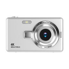 (No TF Card,Silver)Beginner Friendly 4k Digital Camera 16X Zoom Small Photography Camera Birthday Present