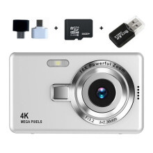 (64G Memory,Silver)Beginner Friendly 4k Digital Camera 16X Zoom Small Photography Camera Birthday Present
