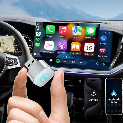 (Black)2 in 1 Wireless Carplays Androids Auto Dongle Full Screen Navigation Multimedia Control for Seamless Driving Experience 2