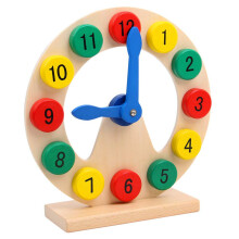 Wooden Learning Clock for Kids with Interactive Number Pieces, Bright Colors and Early Time Teaching