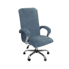(gray-blue) 2026 New Velvet Office Chair Cover with Armrest Gloves - Elastic High-Back Office Computer
