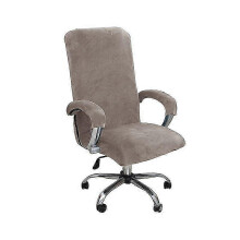 (brown2) 2026 New Velvet Office Chair Cover with Armrest Gloves - Elastic High-Back Office Computer