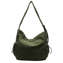 (Green) Unisex Corduroy Crossbody Bag Large Capacity Shoulder Bag Casual Satchel Purse for Everyday Office School Travel Green