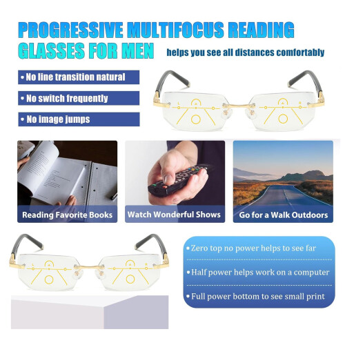 Smart Reading Glasses with Progressive Zoom Lenses, Blue Light Blocking, Adjustable Unisex Fit 2