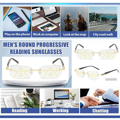 Smart Reading Glasses with Progressive Zoom Lenses, Blue Light Blocking, Adjustable Unisex Fit 1