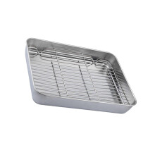 (L) Large Capacity Stainless Steel Deep Roasting Pan with Wire Rack For Even Baking Grilling Tray Durable And Rusts Proof XL