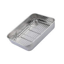 (S) Large Capacity Stainless Steel Deep Roasting Pan with Wire Rack For Even Baking Grilling Tray Durable And Rusts Proof XL