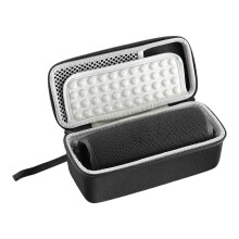 (Black and gray) Portable Speaker Case for Flip 7 Speaker Bag with Handle Strap and Mesh Pocket for Accessories Soft Interior Lining Black and red