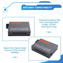 Gigabit-Glasfaser-Medienkonverter HTB-GS-03AB, 1000 Mbit/S, Singlemode, Einzelfaser, Externes Netzteil, EU-Stecker