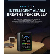 Tuya WiFi 10-in-1 Air Quality Monitor Formaldehyde Temperature Humidity Tester CO 2 Detector for Indoor/Outdoor Black