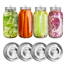 Fermentation Lids for Wide Mouth Mason Jars, 4 Stainless Steel Lids with Date Tracking, Fermentation Kit