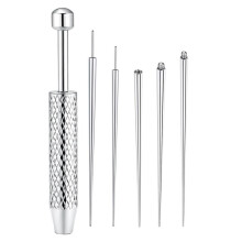Piercingkona med Kulgrepp för Smyckebyte - 14G 16G 18G 20G Applikator för Örhängen i Rostfritt Stål med Platt Baksida